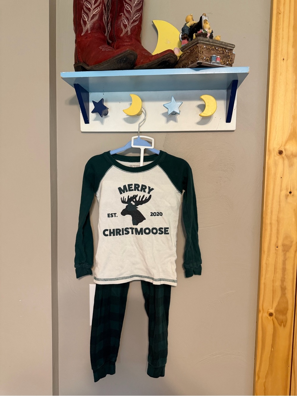 Children’s Place "Merry Christmoose" Green & White Pajama Set